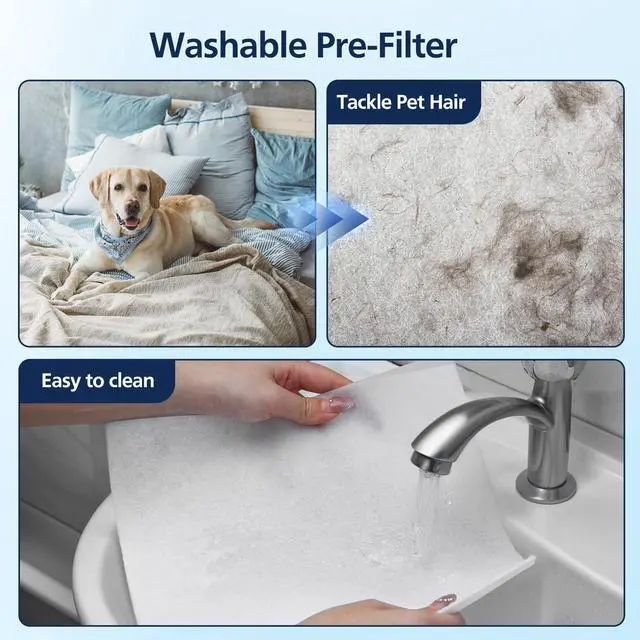Alt view image 6 of 7 - PR1 Replacement Filter for Mooka PR1 Air Purifier for Home Large Room | 3-in-1 2 Pack Efficient Particulate & Activated Carbon with 4 Washable Non-woven Fabric PR1 Filter for Pet Dander, Somke