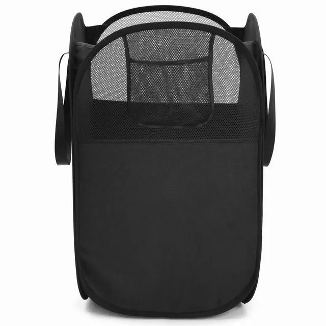 Main image of 100L Collapsible Laundry Baskets, Easy Carry Foldable Clothes Hamper, Black | Lightweight, Side Pocket, Easy to Carry, Tear-resistant Fabric, Space-saving, for Laundry, Bedroom, Dorm, Home Storage