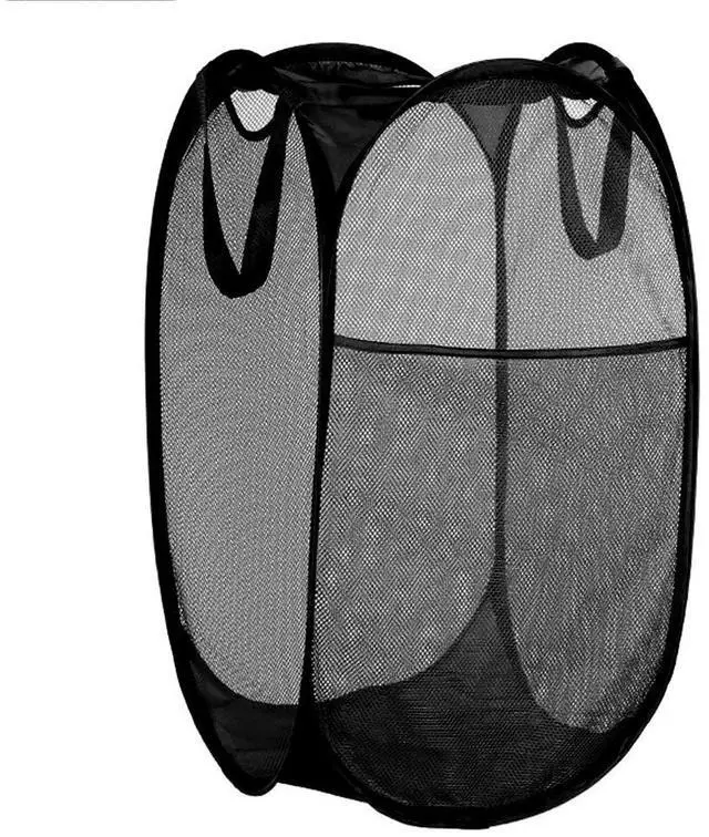 Main image of ViewSonic Deluxe Collapsible Laundry Baskets Mesh Pop Up Hampers for Laundry with Side Pocket Reinforced Handles for Laundry Room, Bathroom, Kids Room, College Dorm or Travel Black