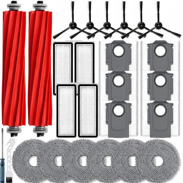 Main image of ViewSonic 26Pcs Replacement Parts for Roborock Qrevo S/Qrevo Pro/Qrevo Plus | Not for Original Roborock Qrevo Gen12 Main Brush 4 Hepa Filters 6 Mop Pads 6 Side Brush 6 Vacuum Bags