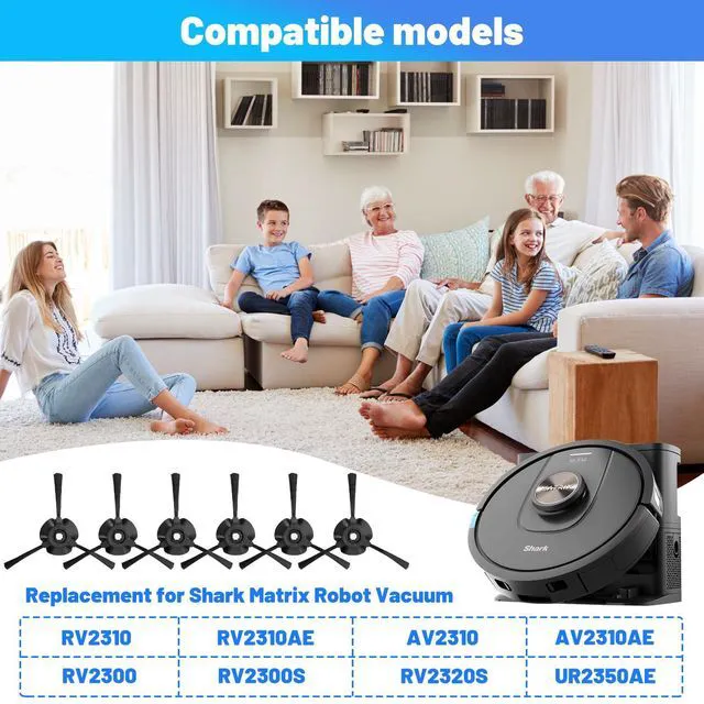 Alt view image 2 of 6 - ViewSonic 6 Pack Side Brushes for Shark Matrix Robot Vacuum Cleaner RV2310, RV2310AE, AV2310, AV2310AE, RV2300, RV2300S, RV2320S, UR2350AE Replacement Parts