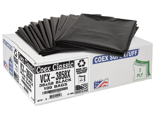 Alt view image 4 of 4 - ViewSonic 55-60 Gallon Trash Bags - 1.5 MIL (eq) Black Heavy Duty Trash Can Liners - 38" x 58" - Pack of 100 - For Contractor, Industrial, Commercial, & Outdoor
