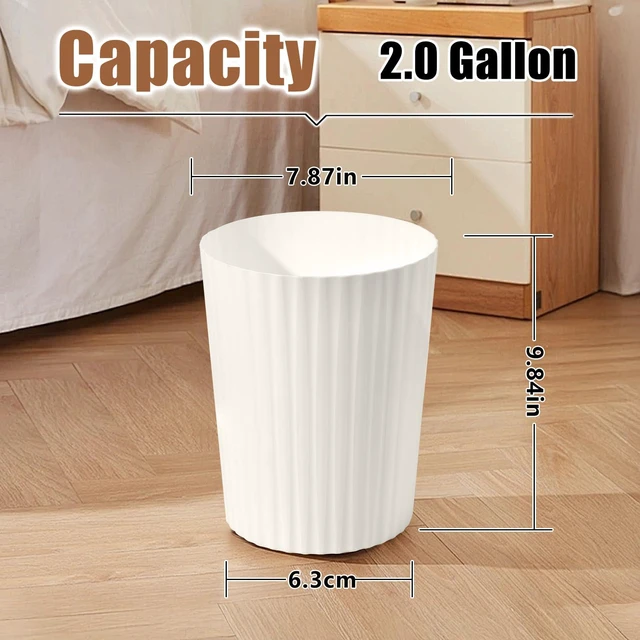Alt view image 2 of 7 - ViewSonic Small Plastic 2 Gallon Trash Can, Beige | Compact Wastebin, Bathroom, Kitchen, Office, Home Use