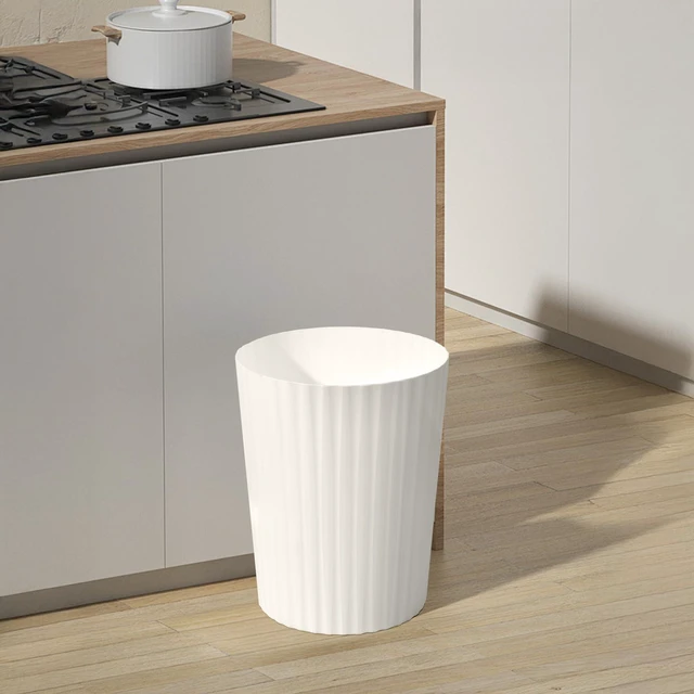 Alt view image 6 of 7 - ViewSonic Small Plastic 2 Gallon Trash Can, Beige | Compact Wastebin, Bathroom, Kitchen, Office, Home Use