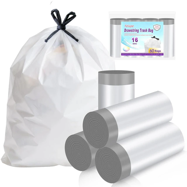 Main image of ViewSonic 16 Gallon Drawstring Trash Bag,60 Counts Extra Strong Garbage Bags Fit Up to 13-16 Gallon Can,60 Liter Thick Trash Can Liners for Kitchen & Household Use (16, Gallons)