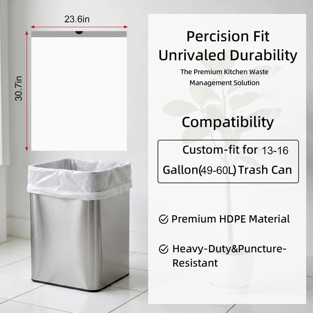 Alt view image 2 of 7 - ViewSonic 16 Gallon Drawstring Trash Bag,60 Counts Extra Strong Garbage Bags Fit Up to 13-16 Gallon Can,60 Liter Thick Trash Can Liners for Kitchen & Household Use (16, Gallons)