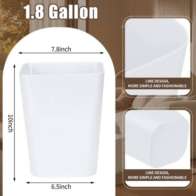 Alt view image 2 of 7 - ViewSonic Small Trash Can -1.8 Gallon - White | Round Container Bin Wastebasket for Office,Home,Bathroom,Kitchen