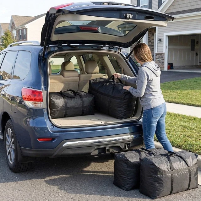 Alt view image 3 of 5 - Heavy Duty Storage Bag with Handles for Moving & Storage (46Gal - 2 Pack) | Extra-Large Capacity for Bedding, Clothing, Blankets, Pillows & Bulky Household Items