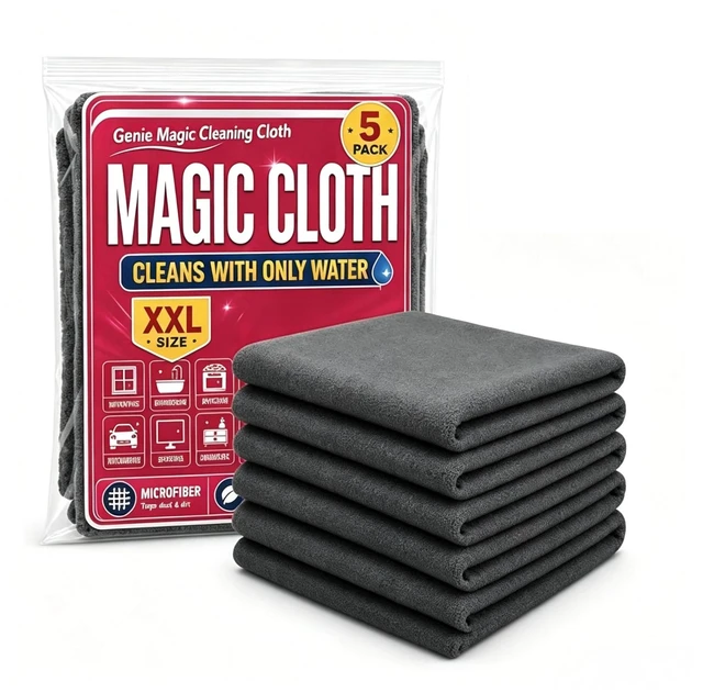Main image of 5 Pack Thickened Magic Cloth, Reusable Cleaning Rags for Glass Kitchen Car
