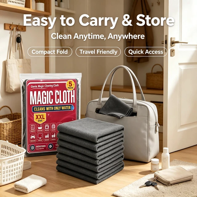 Alt view image 2 of 6 - 5 Pack Thickened Magic Cloth, Reusable Cleaning Rags for Glass Kitchen Car