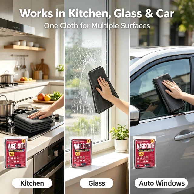 Alt view image 3 of 6 - 5 Pack Thickened Magic Cloth, Reusable Cleaning Rags for Glass Kitchen Car