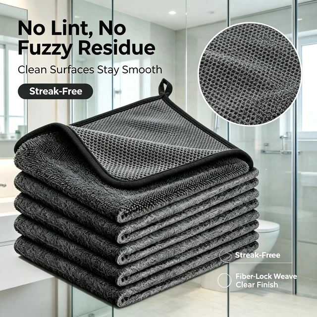 Alt view image 6 of 6 - 5 Pack Thickened Magic Cloth, Reusable Cleaning Rags for Glass Kitchen Car