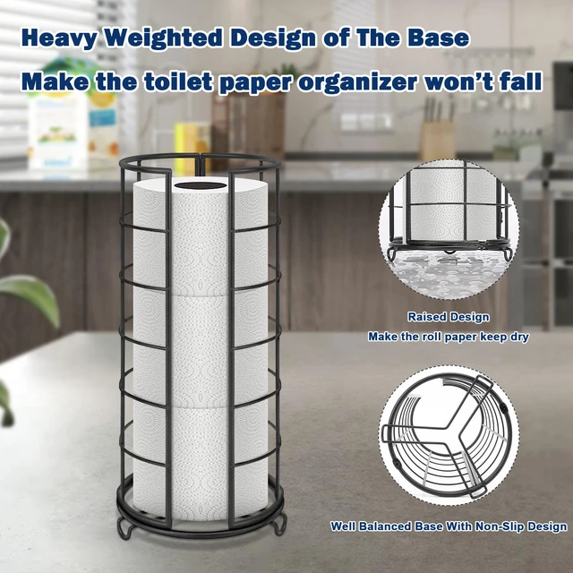Alt view image 4 of 7 - ViewSonicToilet Paper Organizer Stand, Free Standing 3 Rolls Tissue Storage, Metal Bathroom Accessory, Rustproof Toilet Roll Holder for Kitchen Countertop Inside Cabinet Shelf(Metal Base, Matte Black)