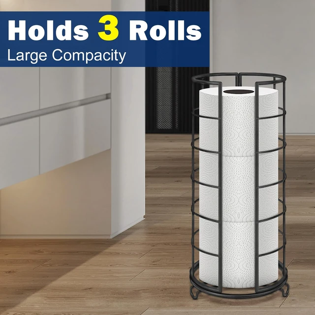 Alt view image 5 of 7 - ViewSonicToilet Paper Organizer Stand, Free Standing 3 Rolls Tissue Storage, Metal Bathroom Accessory, Rustproof Toilet Roll Holder for Kitchen Countertop Inside Cabinet Shelf(Metal Base, Matte Black)
