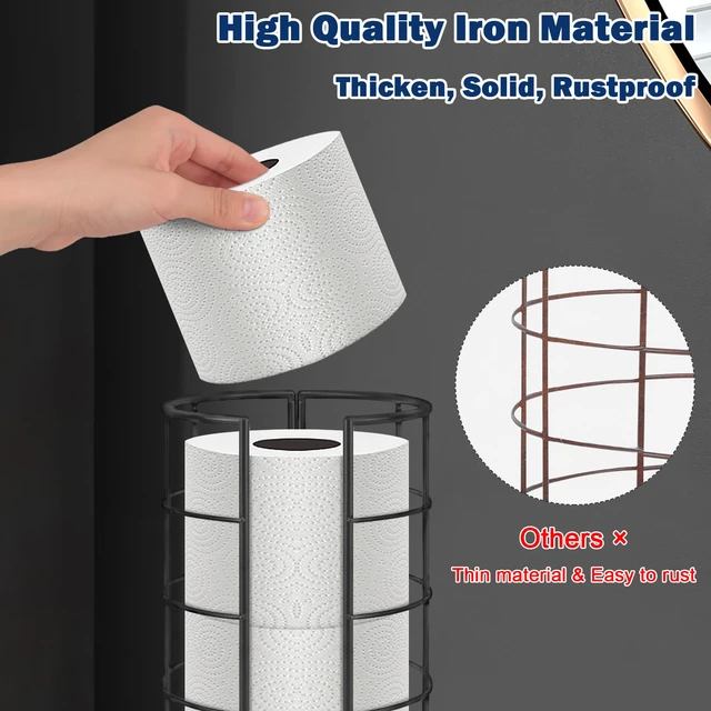 Alt view image 3 of 7 - ViewSonicToilet Paper Organizer Stand, Free Standing 3 Rolls Tissue Storage, Metal Bathroom Accessory, Rustproof Toilet Roll Holder for Kitchen Countertop Inside Cabinet Shelf(Metal Base, Matte Black)