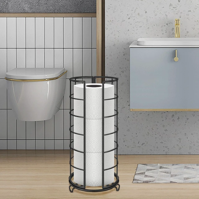 Alt view image 6 of 7 - ViewSonicToilet Paper Organizer Stand, Free Standing 3 Rolls Tissue Storage, Metal Bathroom Accessory, Rustproof Toilet Roll Holder for Kitchen Countertop Inside Cabinet Shelf(Metal Base, Matte Black)