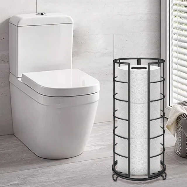 Alt view image 7 of 7 - ViewSonicToilet Paper Organizer Stand, Free Standing 3 Rolls Tissue Storage, Metal Bathroom Accessory, Rustproof Toilet Roll Holder for Kitchen Countertop Inside Cabinet Shelf(Metal Base, Matte Black)