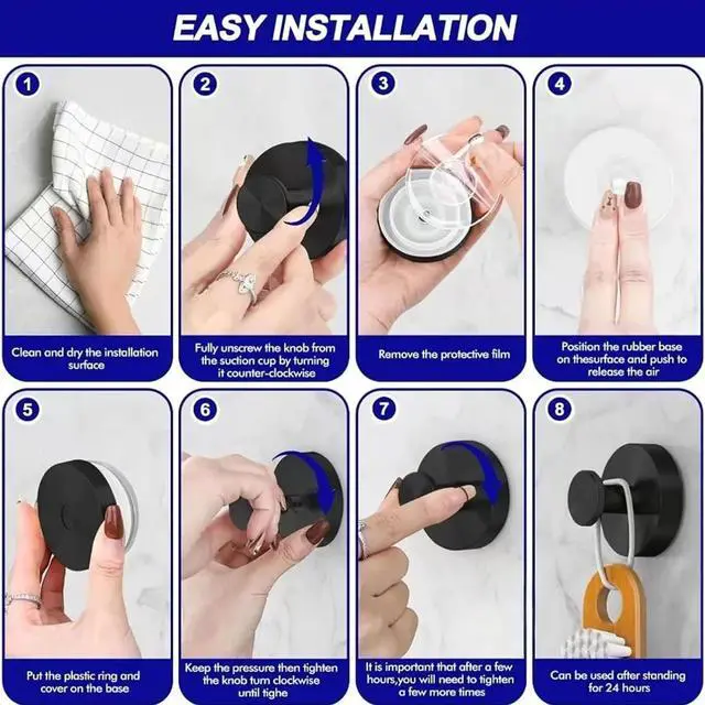 Alt view image 5 of 7 - Suction Cup Hooks for Shower No-Drill Bathroom Hooks for Towels, Robes, Loofah Mountable on Bathroom Walls, Kitchen, Glass, Mirrors, Tile and Smooth,Non-Porous Surfaces, Bath Towel Hooks (2 Pack)
