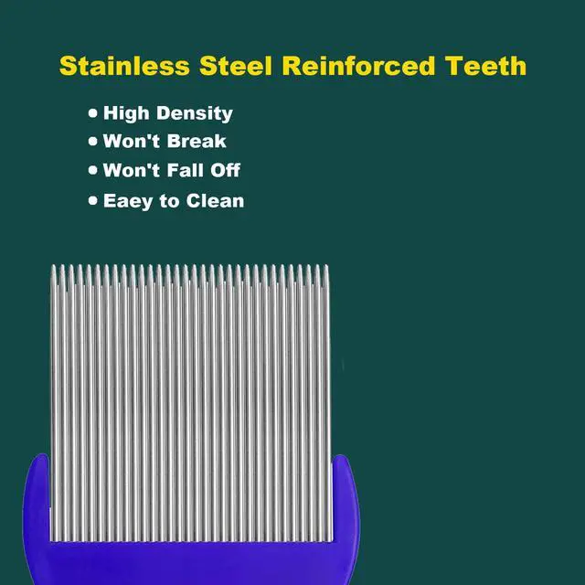 Alt view image 3 of 5 - 4 Pcs Head Hair Comb, 2 Pieces Lice Combs Double Sided2 Pieces Removal Dandruff Comb with Metal Teeth. Professional Anti-Dandruff, No Damage to Hair