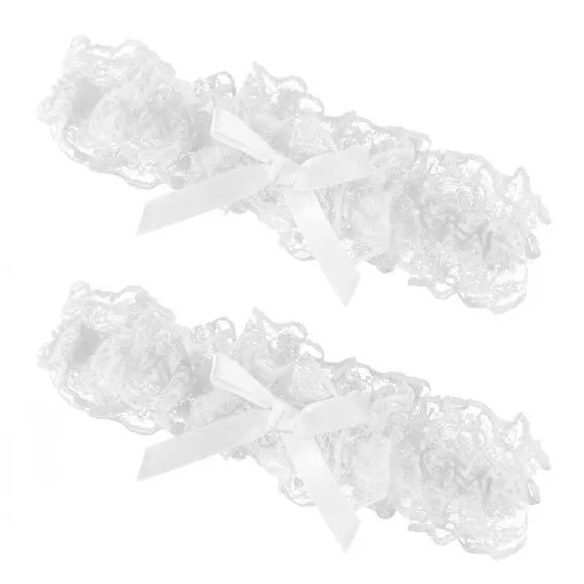 Main image of 2PCS White Lace Wedding Garter for Bride | Adjustable Thigh Garter with Bow, 12.20-19.69 Inch Elegant Leg Belt, Bridal Party Dress Decor