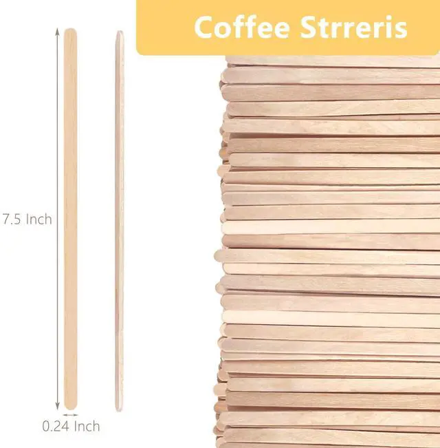 Alt view image 2 of 7 - 110 Pack Birch Wood Coffee Stirrers, 7.5 Inch Sturdy Coffee Stir Sticks, Smooth Round Ends, Splinter-Free Disposable Stir Sticks for Coffee, Cocktails, Office, Home Use