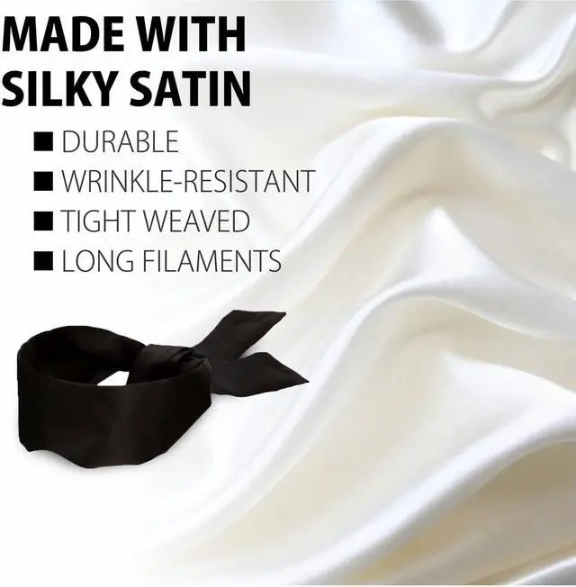 Alt view image 7 of 7 - 2 pcs Silk Satin Blindfold Eye Mask Sleep Mask Soft Satin Eye Cover Silk Sleeping mask Valentine Gift 155cm / 62 (Black+Pink)