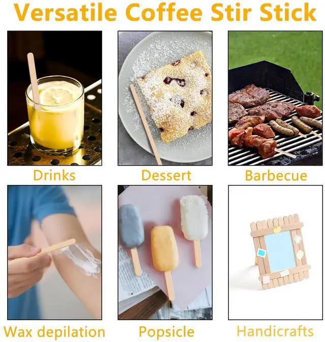 Alt view image 4 of 7 - 110 Pack Birch Wood Coffee Stirrers, 7.5 Inch Sturdy Coffee Stir Sticks, Smooth Round Ends, Splinter-Free Disposable Stir Sticks for Coffee, Cocktails, Office, Home Use