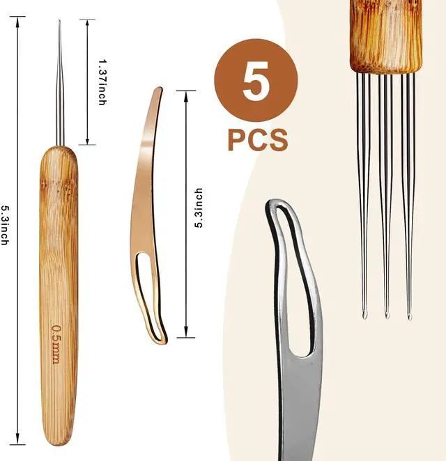 Alt view image 2 of 7 - Dreadlock Crochet Hook for Hair, Locs Crochet Needle, Dreadlocks loc Crochet Needle, Interlocking Tool for locs, Braid Craft (0.5mm)