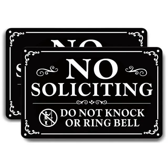 Main image of No Soliciting Sign for Front Door 9×6 Inches, Self-Adhesive Aluminum Sign | No Soliciting Sign For Home, Weatherproof, Rustproof And Fade Resistant, Design Suitable For House, Yard And Business Use