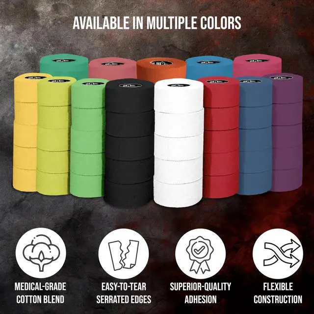 Alt view image 3 of 7 - Ringside 1" Athletic Trainers Tape, Cotton Kinesiology Tape for Combat Sports, Adhesive, 30 Foot Rolls, Black