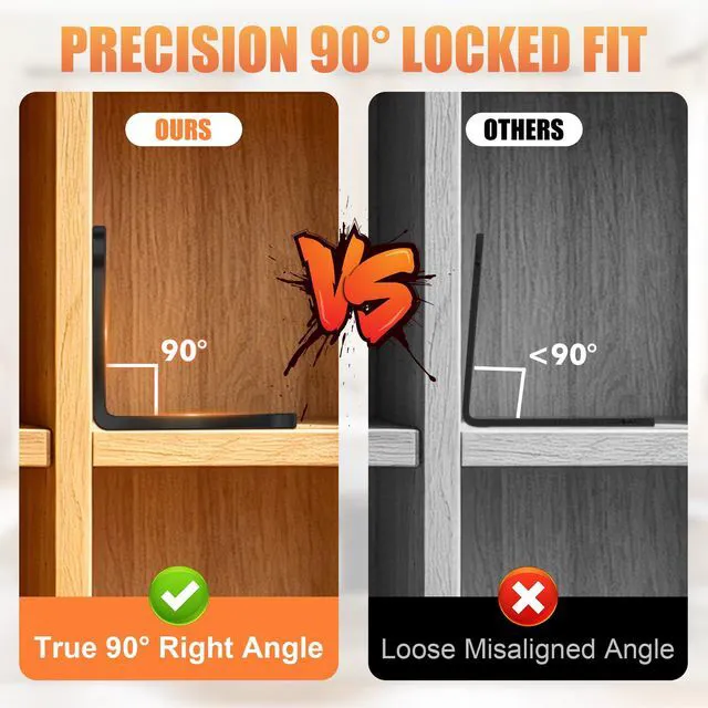 Alt view image 5 of 7 - 20PCS L Bracket Corner Brace, 2 Sizes Black Stainless Steel Corner Brackets | 90 Degree Right Angle Bracket, Metal L Brackets for Wood Shelves, Furniture Cabinet Drawer Chair, with Storage Tin, 60 Scr