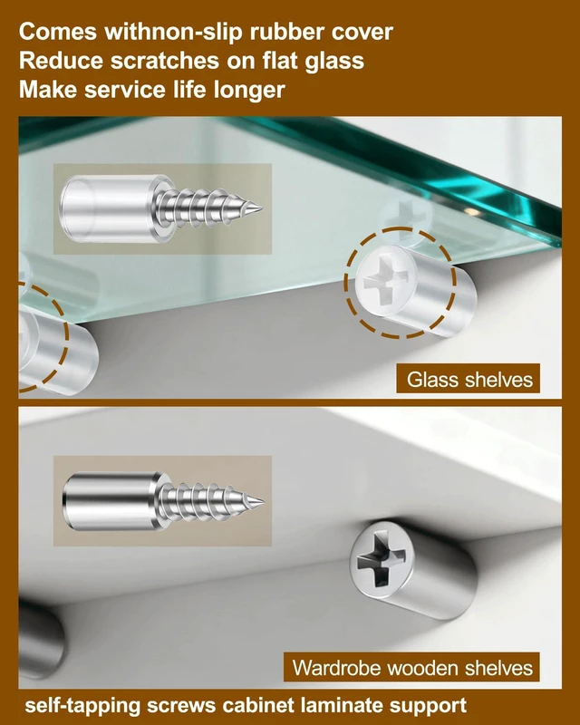 Alt view image 3 of 7 - 50 Pack Cabinet Shelf Support Pegs - Heavy Duty Cabinet Shelf Pins with Non-Slip Sleeves, Integrated Shelf Support Screws for Wood Furniture, Closet, Kitchen Cupboard, Wardrobe & Bookcase