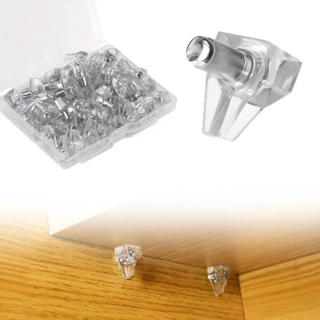 Main image of 30 PCS Cabinet Shelf Pegs, 3MM Clear Shelf Pins Holers Supporting Brackets | Strong Metal Core & Adjustable Holding, Plastic Transparent Shelf Clips for Kitchen, Cabinet, Bookshelf, Closet & Home