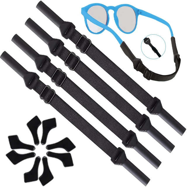 Main image of AURAADORN Kids Glasses Strap for Boys, 4 Pack Toddler Glasses Strap for Kids(6.5-10"),4 Pair Eye Glass Ear Gripper-Eyeglass Ear Grips (4-Pack Black)