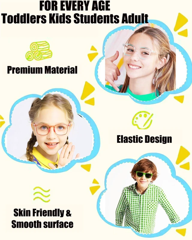 Alt view image 4 of 7 - AURAADORN Kids Glasses Strap for Boys, 4 Pack Toddler Glasses Strap for Kids(6.5-10"),4 Pair Eye Glass Ear Gripper-Eyeglass Ear Grips (4-Pack Black)
