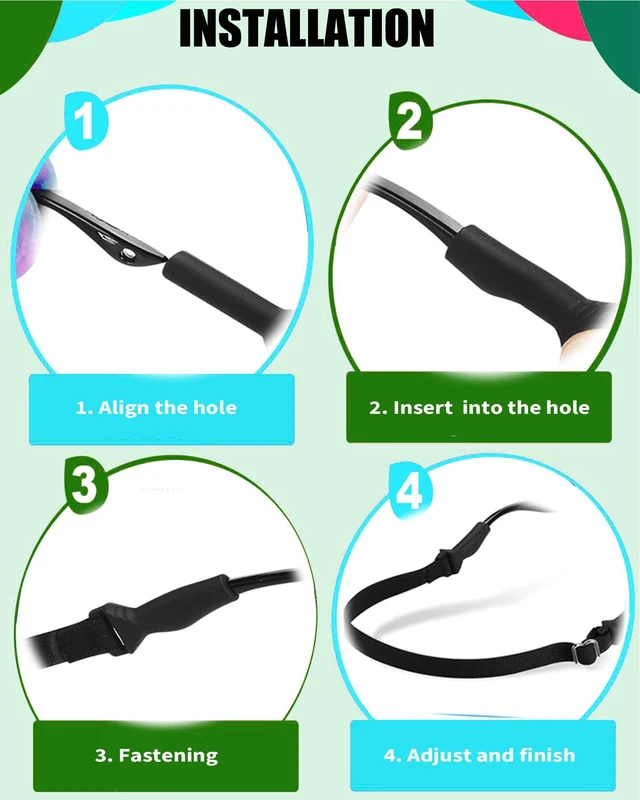 Alt view image 6 of 7 - AURAADORN Kids Glasses Strap for Boys, 4 Pack Toddler Glasses Strap for Kids(6.5-10"),4 Pair Eye Glass Ear Gripper-Eyeglass Ear Grips (4-Pack Black)