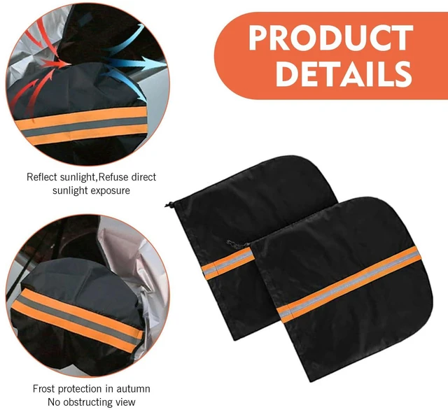 Alt view image 4 of 7 - Qurbuns 2 PCS Car Mirror Covers, Waterproof Vehicle Side View Covers with Drawstrings, Reflective Rearview Warning Decorations, Universal for Most Cars (Orange)