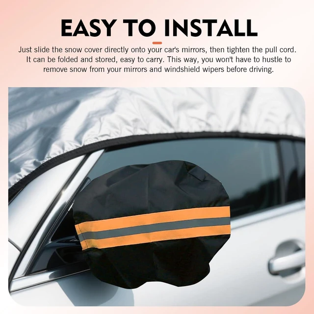 Alt view image 7 of 7 - Qurbuns 2 PCS Car Mirror Covers, Waterproof Vehicle Side View Covers with Drawstrings, Reflective Rearview Warning Decorations, Universal for Most Cars (Orange)