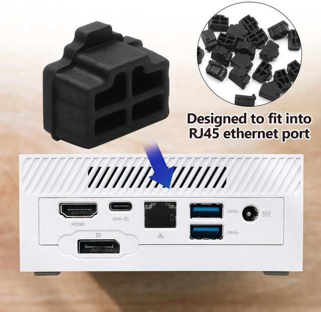 Alt view image 3 of 7 - Jiozermi RJ45 Dust Cover, 50 Pcs, Black | Dust Plug, Ethernet Jack Dust Cap, Protects Ethernet Ports from Dust & Debris