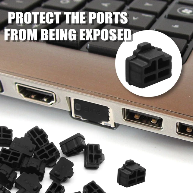 Alt view image 7 of 7 - Jiozermi RJ45 Dust Cover, 50 Pcs, Black | Dust Plug, Ethernet Jack Dust Cap, Protects Ethernet Ports from Dust & Debris