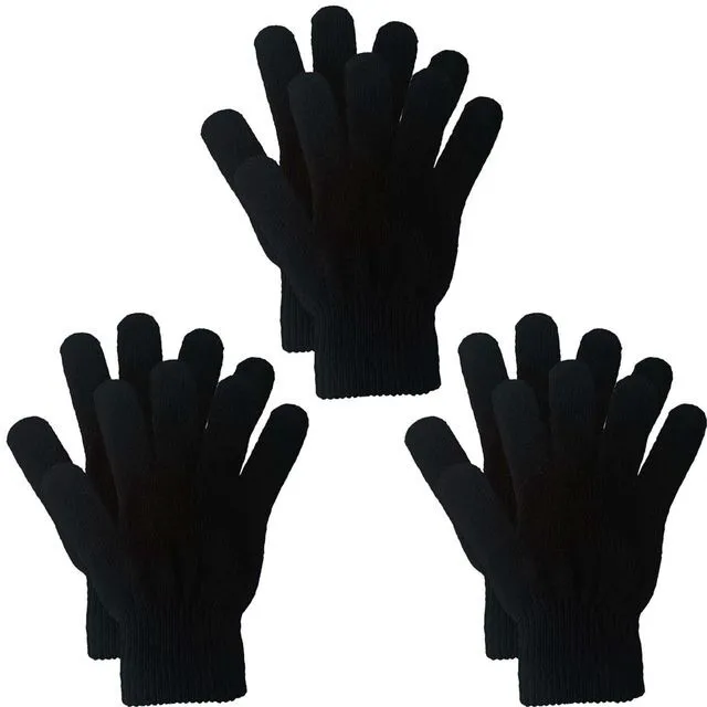 Main image of VABX-Purple 3 Pairs Magic Gloves Men Women Sports Gloves Black Knit Mittens | For Unisex Teens Adults,M/L Choice,Warm Winter Gloves,Outdoor Sports Use,Knitted Stretchy,Driving Cycling Running,Work Glo