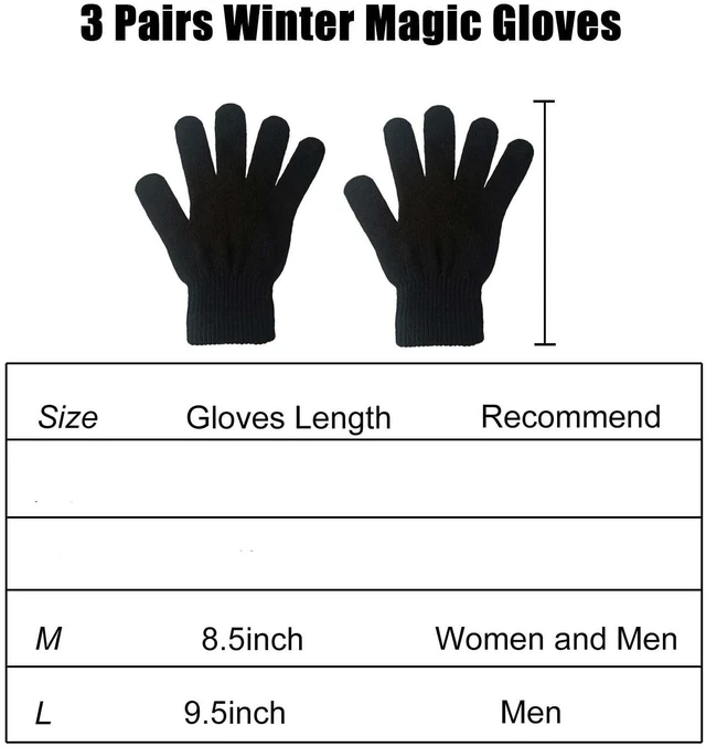 Alt view image 4 of 6 - VABX-Purple 3 Pairs Magic Gloves Men Women Sports Gloves Black Knit Mittens | For Unisex Teens Adults,M/L Choice,Warm Winter Gloves,Outdoor Sports Use,Knitted Stretchy,Driving Cycling Running,Work Glo