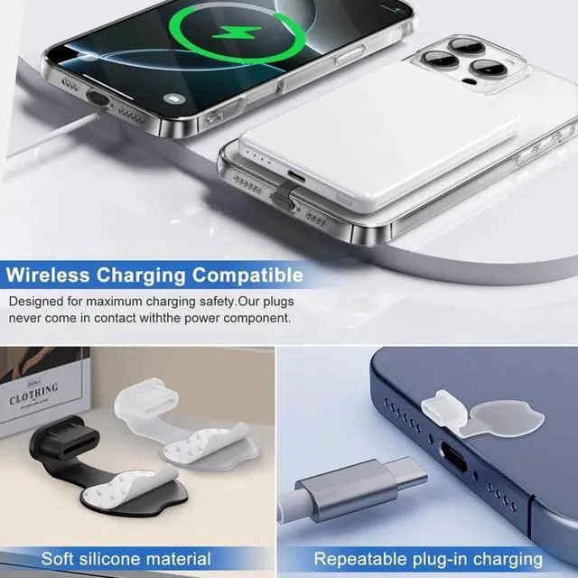 Alt view image 3 of 7 - 10 Packs USB C Dust Plugs Anti Loss Dust Cover for iPhone 17 Pro Max -Clear | USB C-Type Port Anti Loss Silicone Dust Covers for Samsung Galaxy S26 Ultra,S25 Compatible with USB C Type Port Thermos Cu