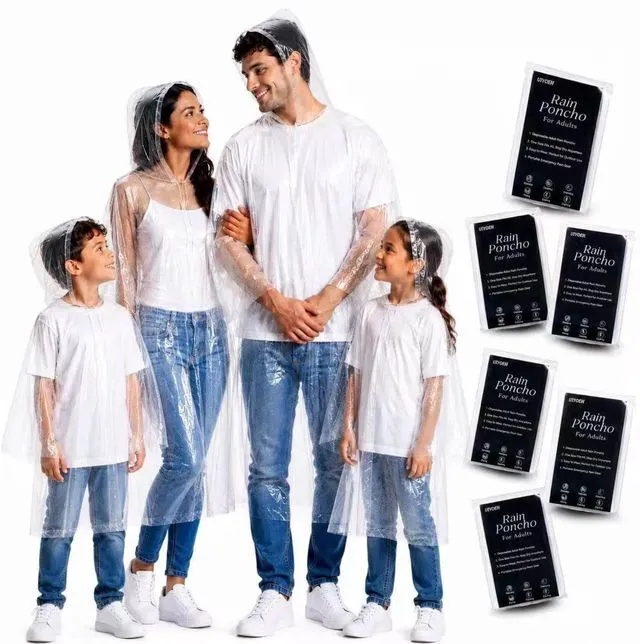 Main image of Uiyoeh 6 Pack Disposable Rain Ponchos for AdultsClear Emergency Ponchos with Drawstring Hood, Waterproof Poncho CompactClear Rain Poncho bulk Portable for Travel, Camping, Hiking & Theme Parks