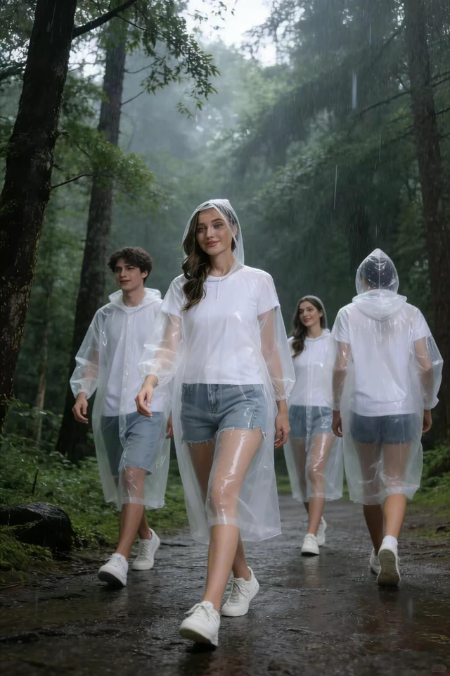 Alt view image 2 of 7 - HOOMBOOM 4 Pcs Disposable Clear Rain Ponchos for Adults -Emergency Transparent Waterproof Raincoats,Outdoor Rain Jackets for Camping Hiking Travelling Sporting Events