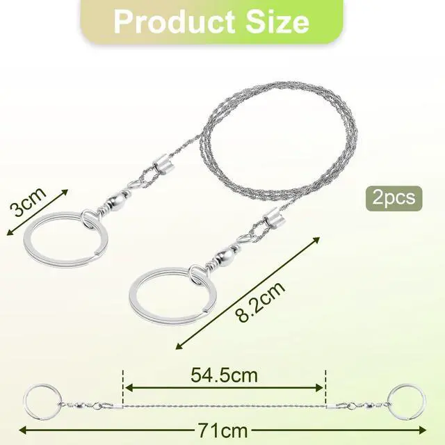 Alt view image 2 of 6 - 2pcs Cable Wire Saw for PVC, Stainless Steel Pocket Chainsaw Rope Backpack Gear, 27.9" Rope Saw for PE and ABS Plastic Pipes, Emergency Survival Outdoor Camping Hiking Hunting Kits(Silver)