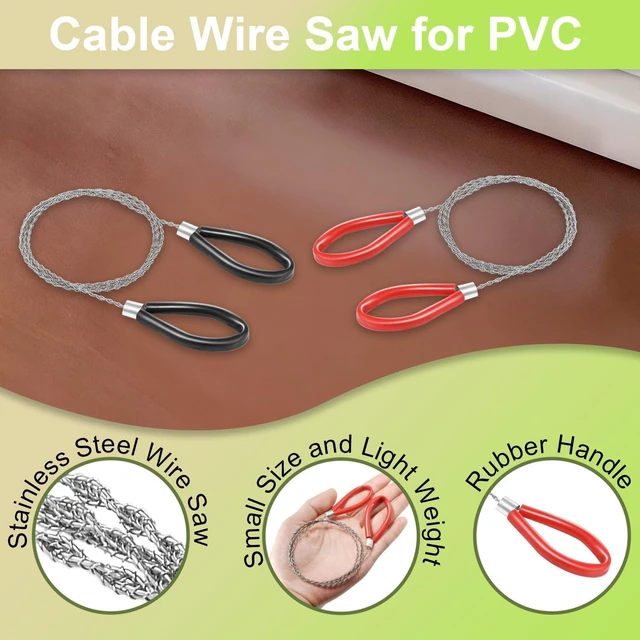 Alt view image 3 of 6 - 2pcs Cable Wire Saw for PVC, Stainless Steel Pocket Chainsaw Rope Backpack Gear, 31.3" Rope Saw for PE and ABS Plastic Pipes, Emergency Survival Outdoor Camping Hiking Hunting Kits