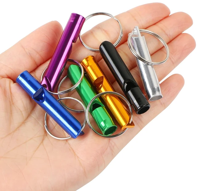 Alt view image 5 of 6 - MIDELONG 6 pcs Emergency Whistle with Key Chain, Aluminum Extra Loud Safety Survival Whistle Keychain for Outdoor Sports Camping Hiking Boating Hunting, 6 Colors