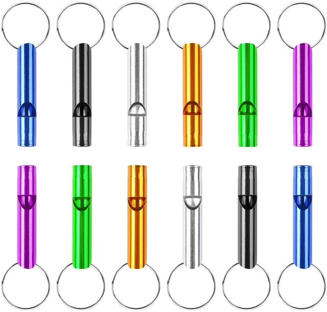 Alt view image 6 of 6 - MIDELONG 6 pcs Emergency Whistle with Key Chain, Aluminum Extra Loud Safety Survival Whistle Keychain for Outdoor Sports Camping Hiking Boating Hunting, 6 Colors