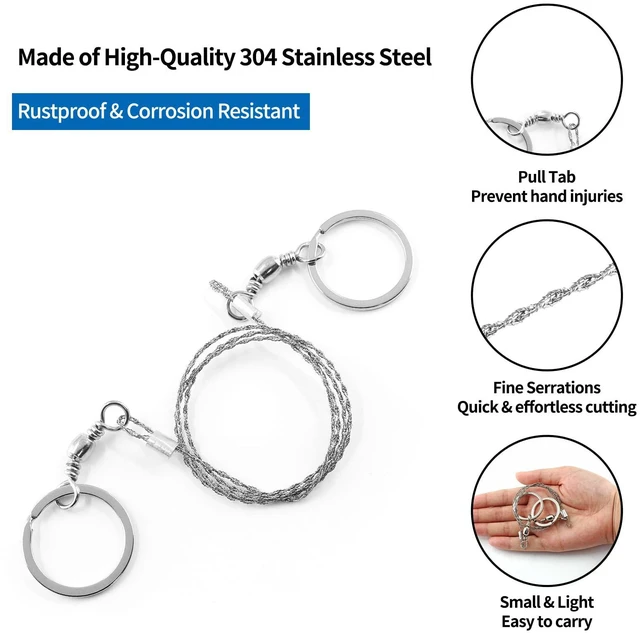 Alt view image 3 of 7 - Bivethoi 3 Pack Stainless Steel Wire Saw, Ring Handle | Emergency Saw Kit, Camping & Backpacking, Cable Cutting String Bone Rope Saw, Wood Cutting for Hiking Hunting